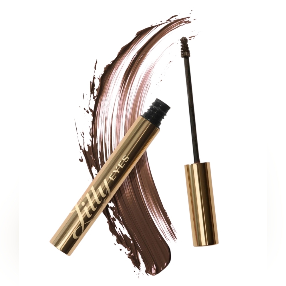 NIB Lilly Lashes All The Frills 3D Brow Tinted Fiber Gel, Medium Brown